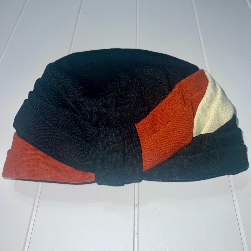 Vintage Irene of New York for Saks Fifth Avenue Colorblock Turban Hat MidCentury